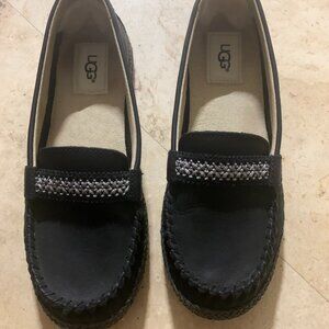 UGG Kaylee Black Leather Moccasin Loafers